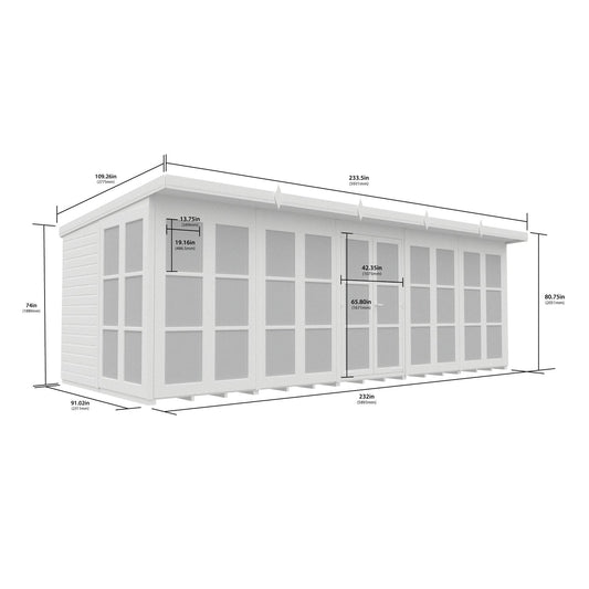 20 x 8 Georgian Window Pent Summer House - view 3