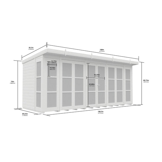16 x 6 Georgian Window Pent Summer House - view 2