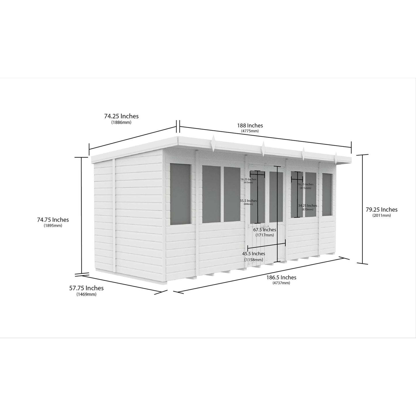 16 x 5 Pent Summer House - view 3