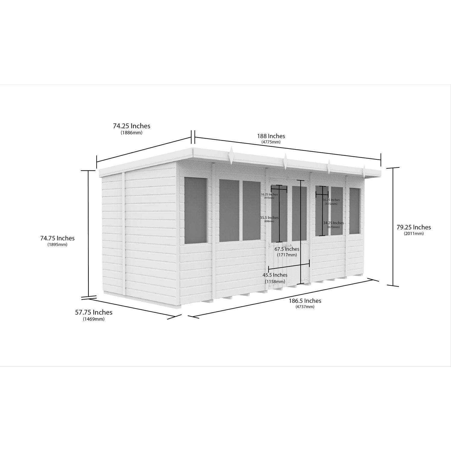 16 x 5 Pent Summer House - view 3