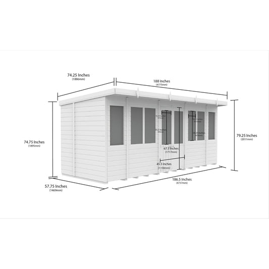 16 x 5 Pent Summer House - view 3