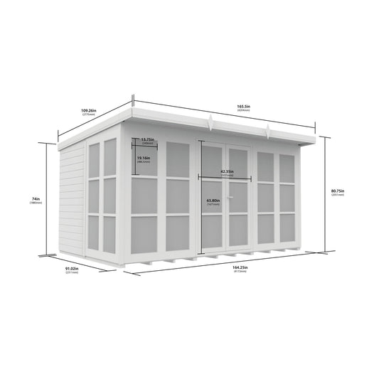 12 x 8 Georgian Window Pent Summer House - view 3