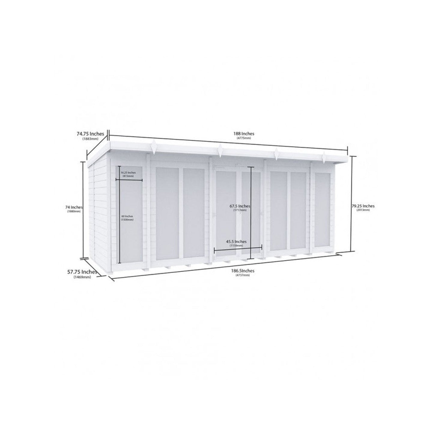 16 x 5 Pent Summer House (Full Height Window) - view 4