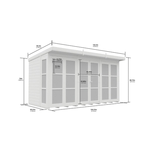 12 x 6 Georgian Window Pent Summer House - view 3
