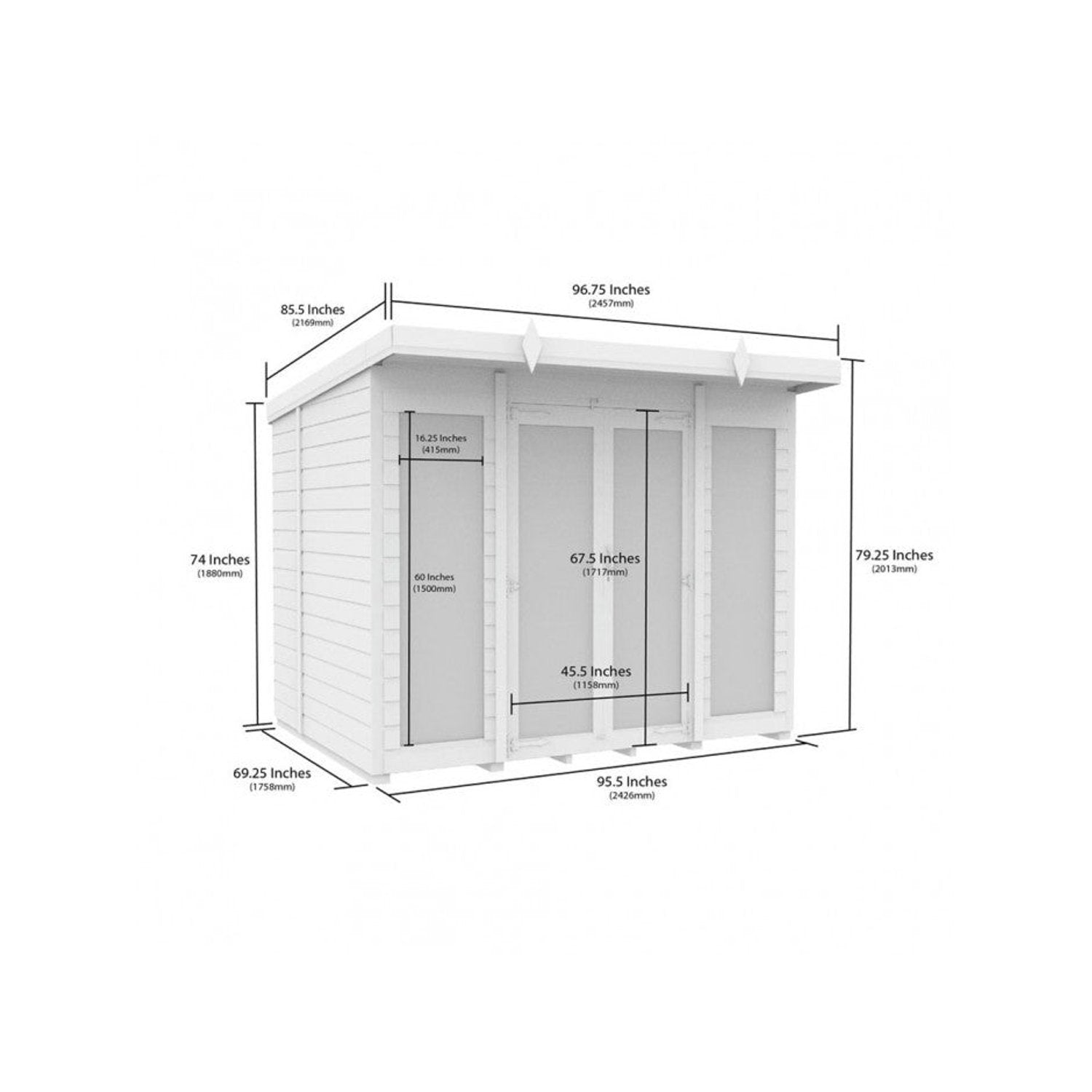 8 x 6 Pent Summer House (Full Height Window) - view 4