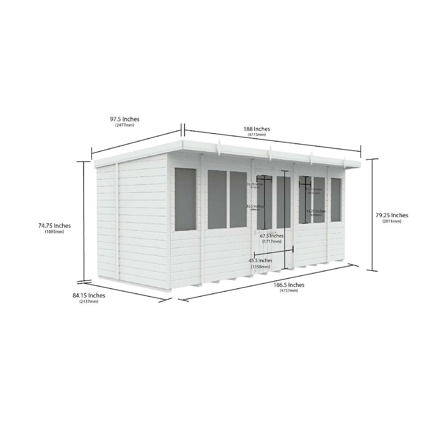 16 x 7 Pent Summer House - view 4