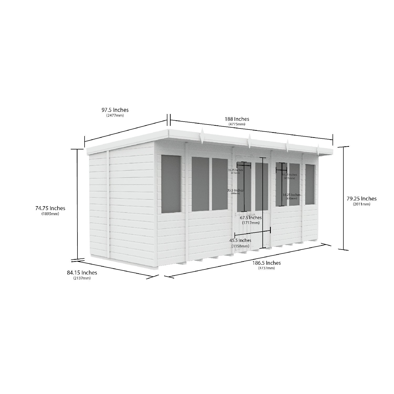 16 x 7 Pent Summer House - view 4