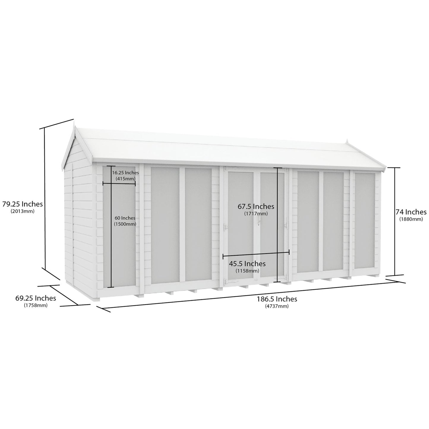 16 x 6 Apex Summer House (Full Height Window) - view 5