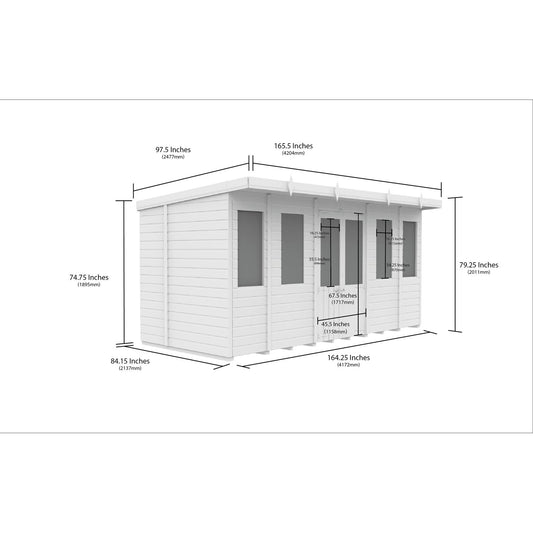 14 x 7 Pent Summerhouse - UK Made Timber Garden Building