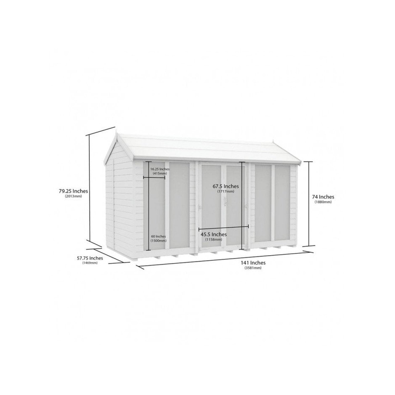 12 x 5 Apex Summer House (Full Height Window) - view 4