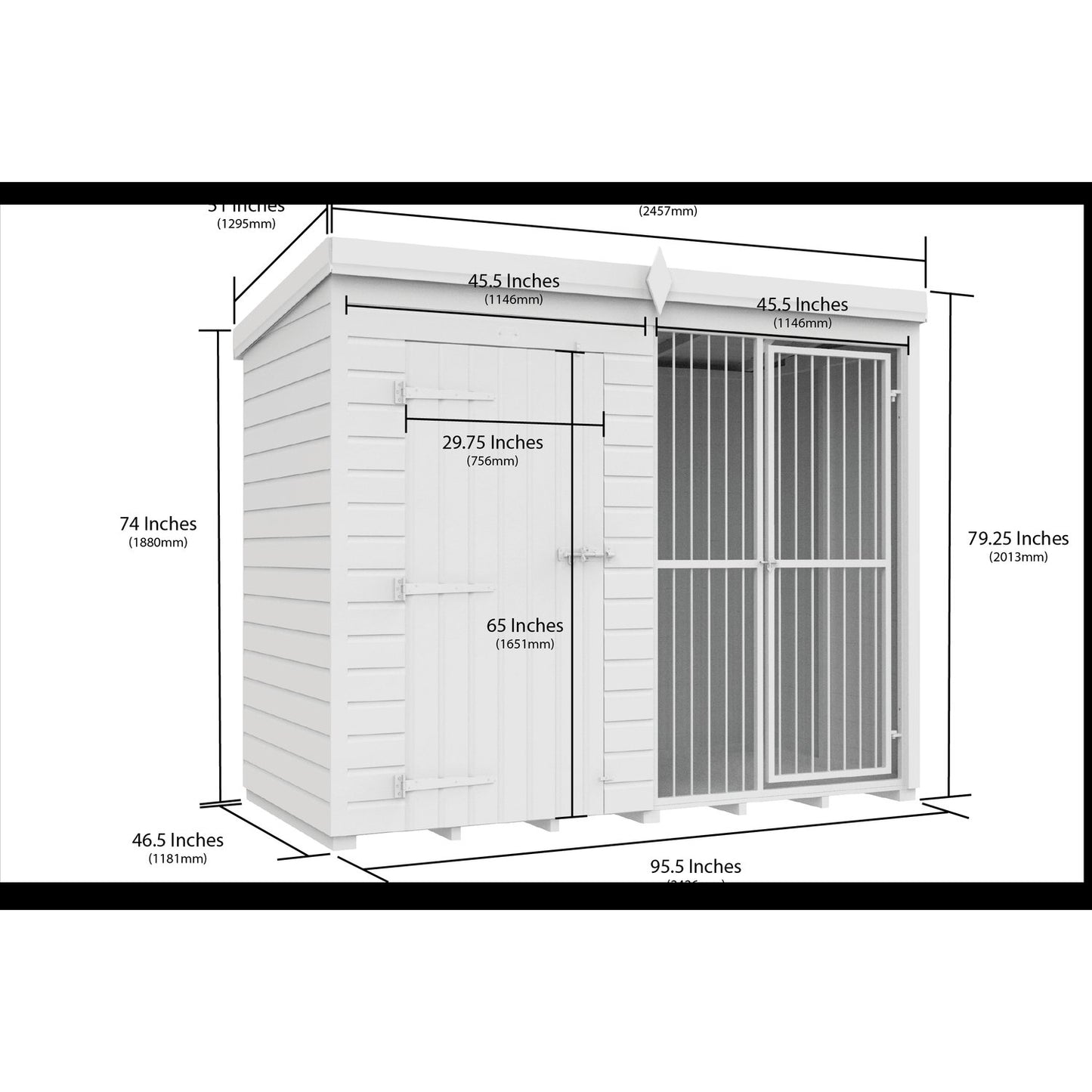 8 x 4 Dog Kennel And Run (Full Height With Bars) - view 3