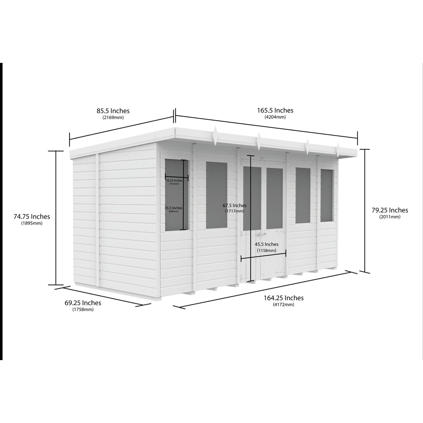 14 x 6 Pent Summer House - view 3