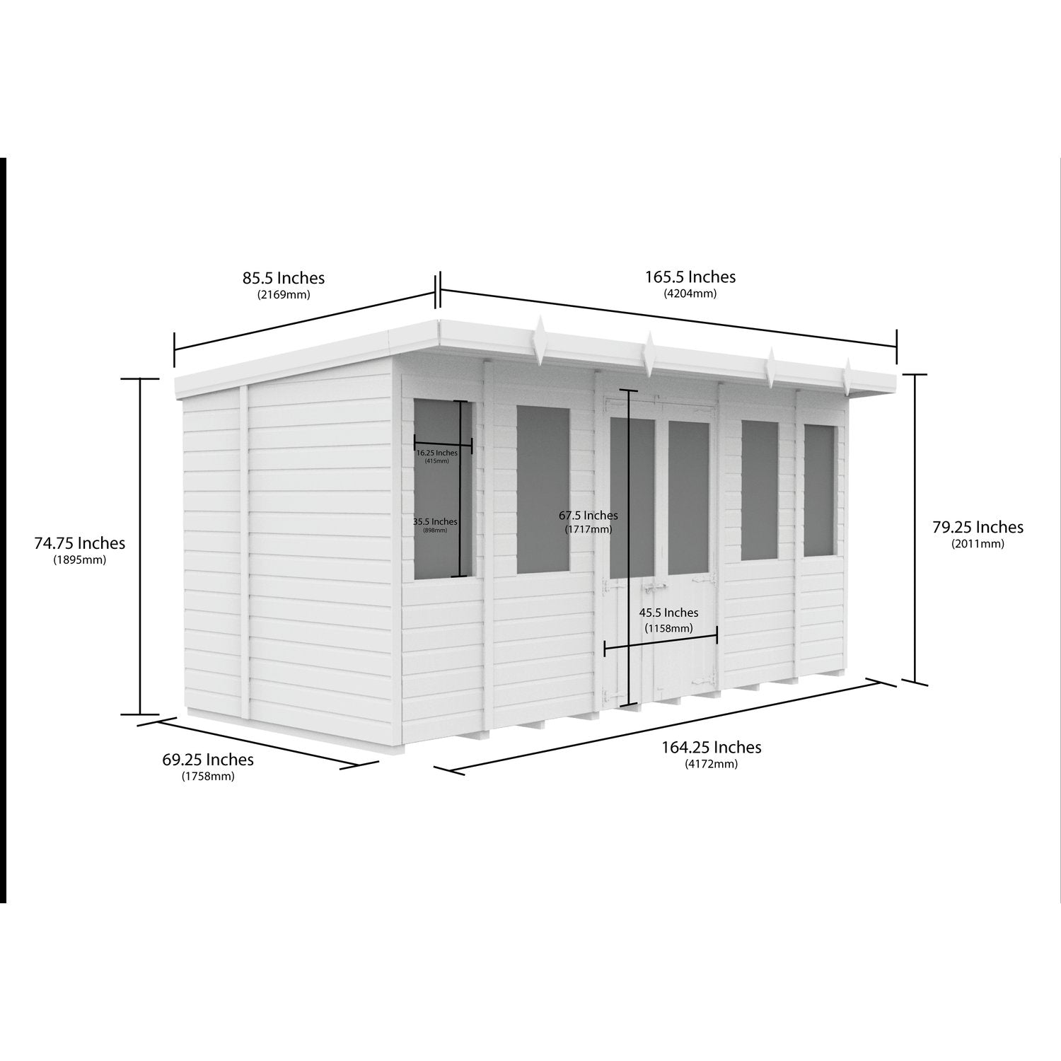 14 x 6 Pent Summer House - view 3
