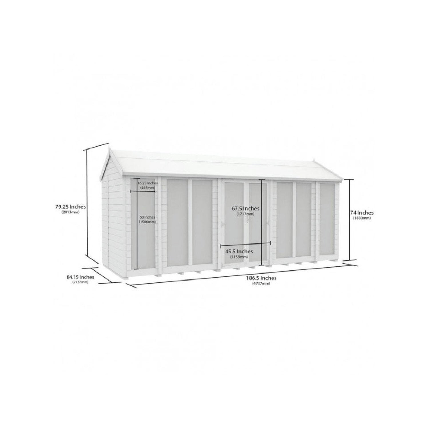 16 x 7 Apex Summer House (Full Height Window) - view 5