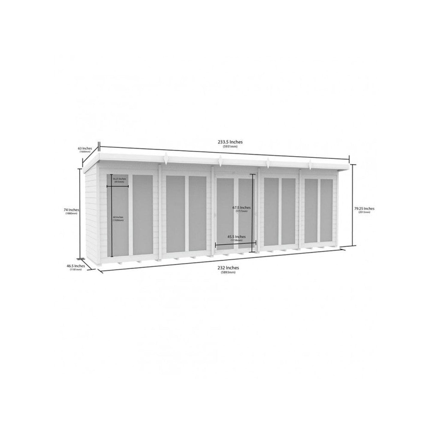 20 x 4 Pent Summer House (Full Height Window) - view 3