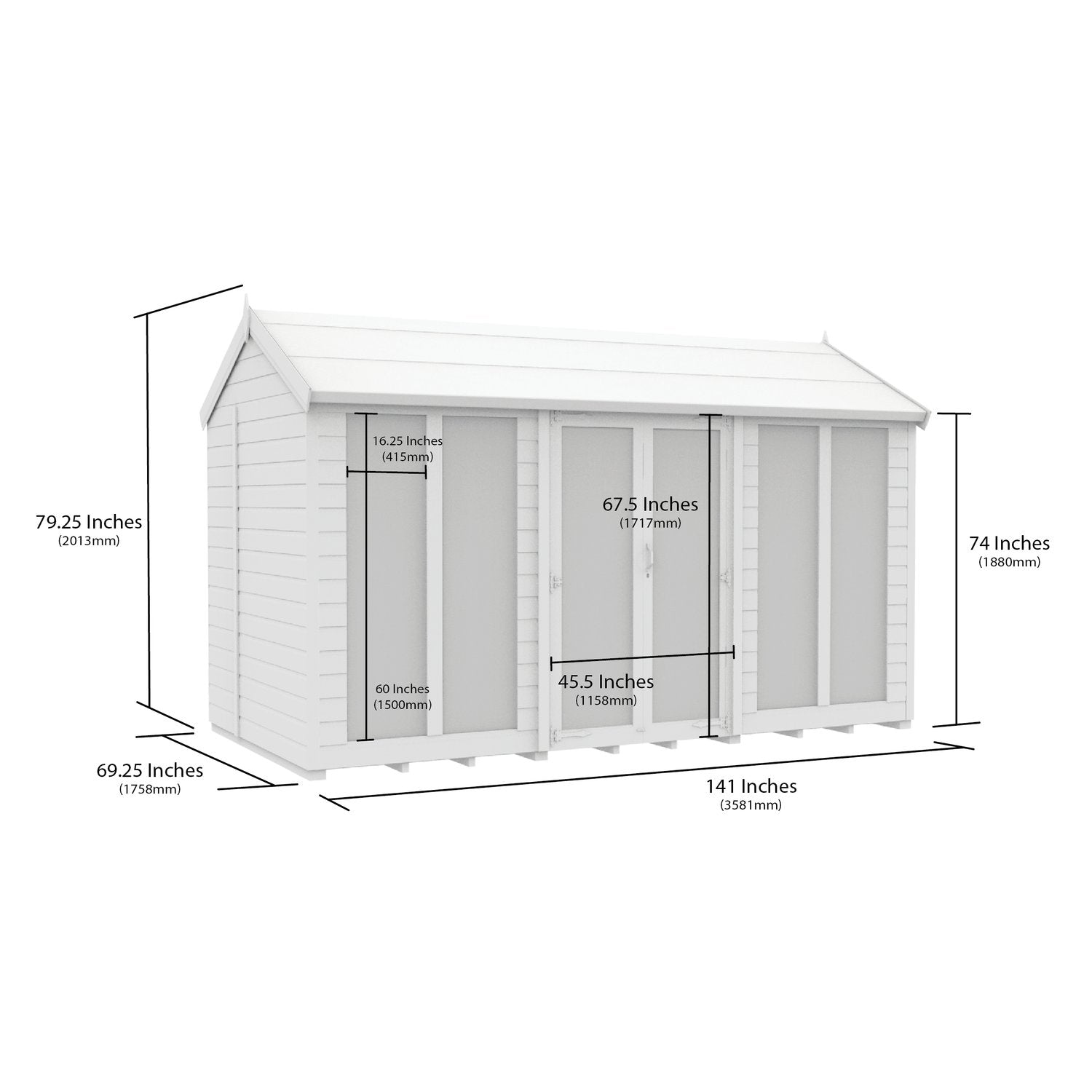 12 x 6 Apex Summer House (Full Height Window) - view 4