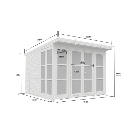 8 x 10 Georgian Window Pent Summer House - view 3