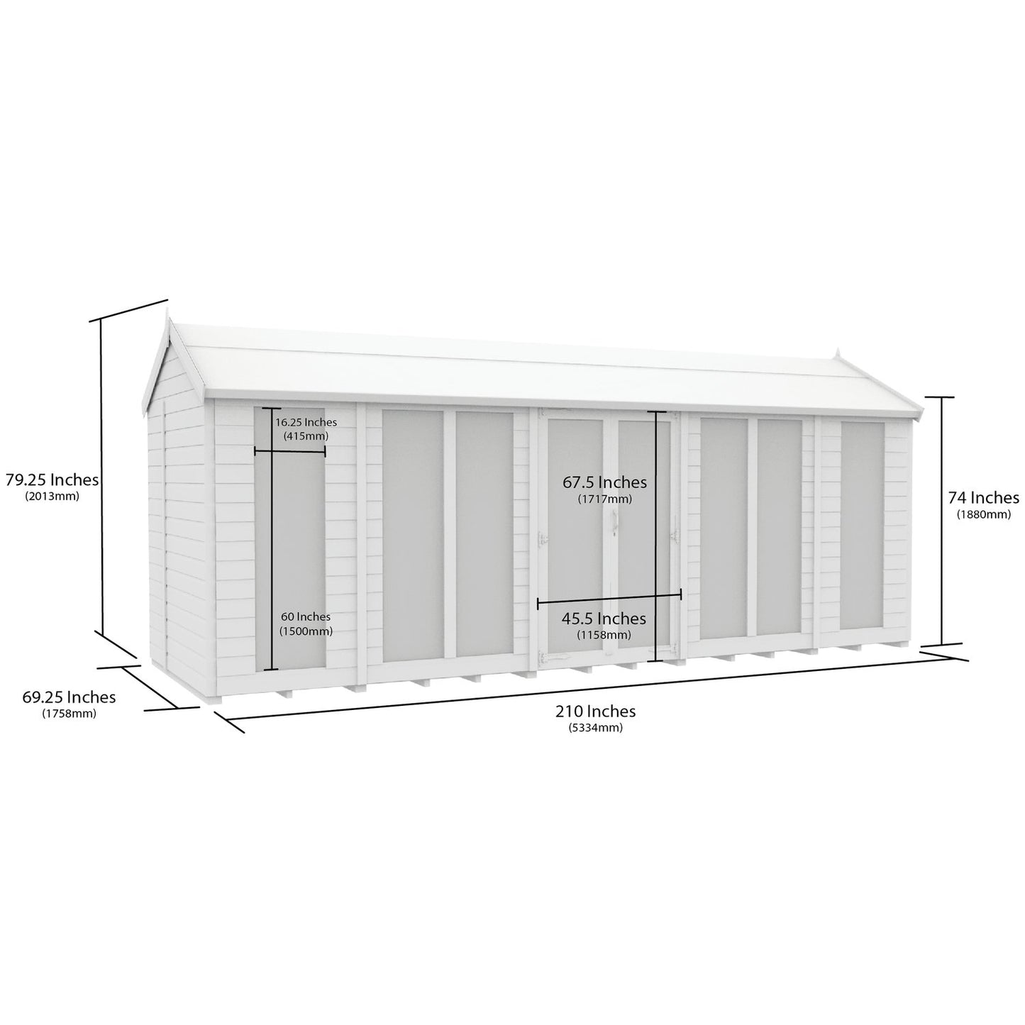 18 x 6 Apex Summer House (Full Height Window) - view 4