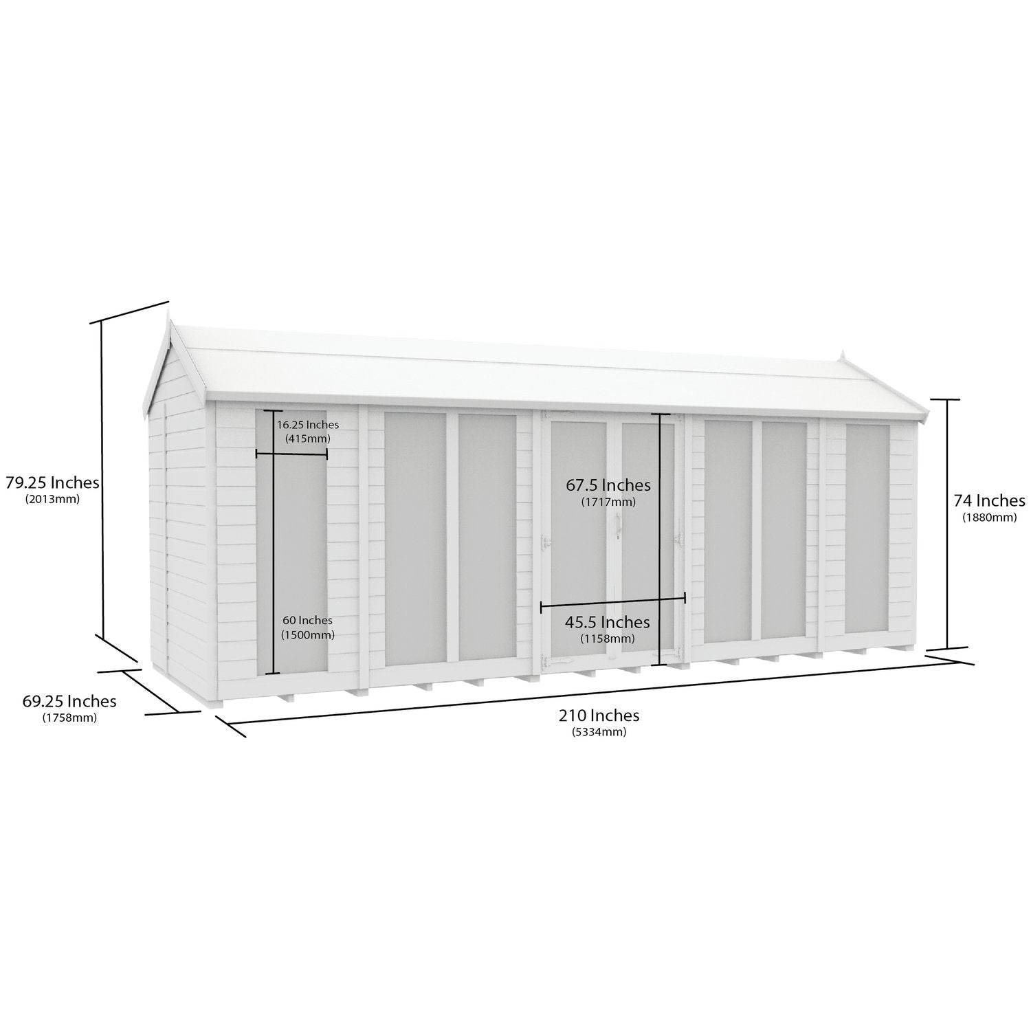 18 x 6 Apex Summer House (Full Height Window) - view 4