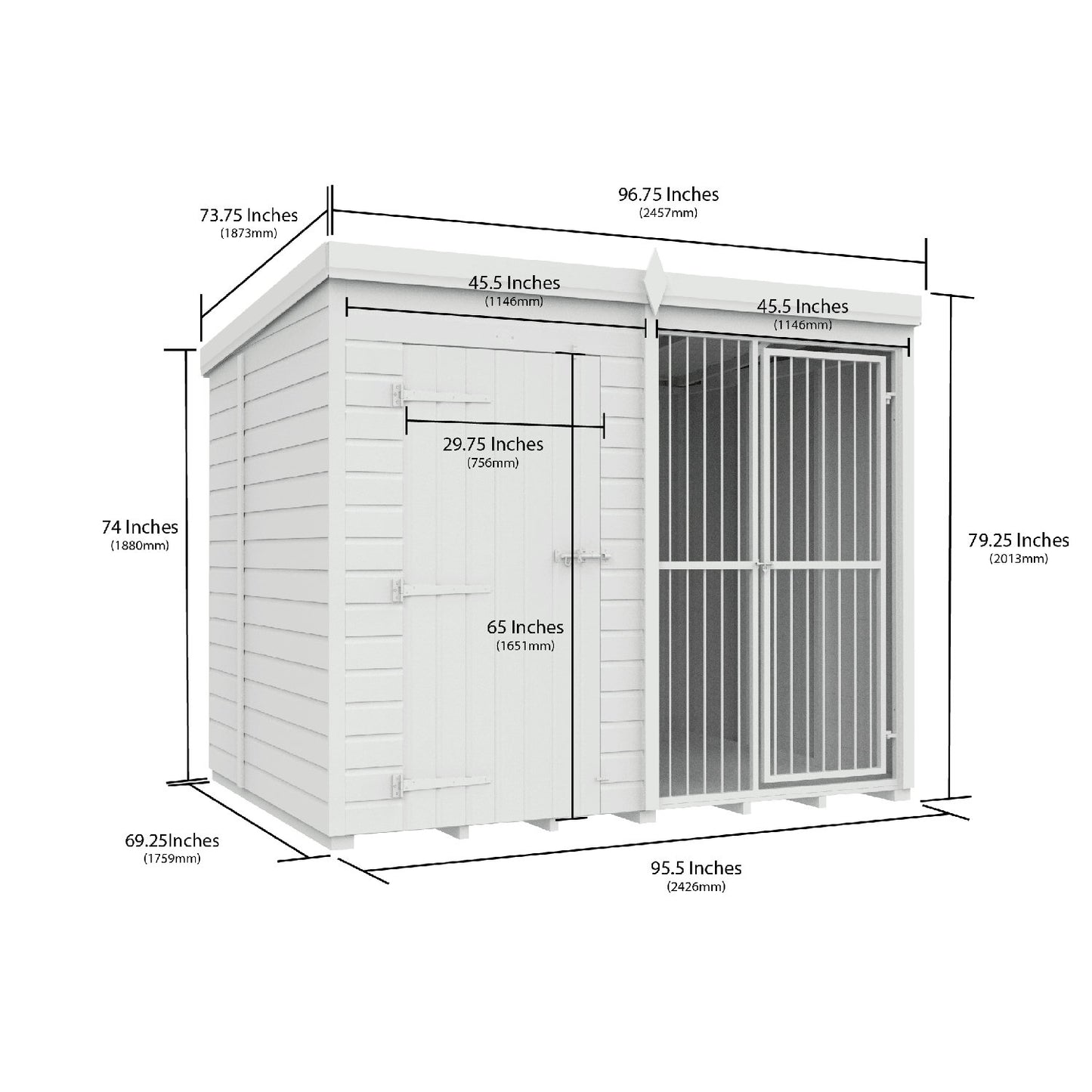 8 x 6 Dog Kennel And Run (Full Height With Bars) - view 3