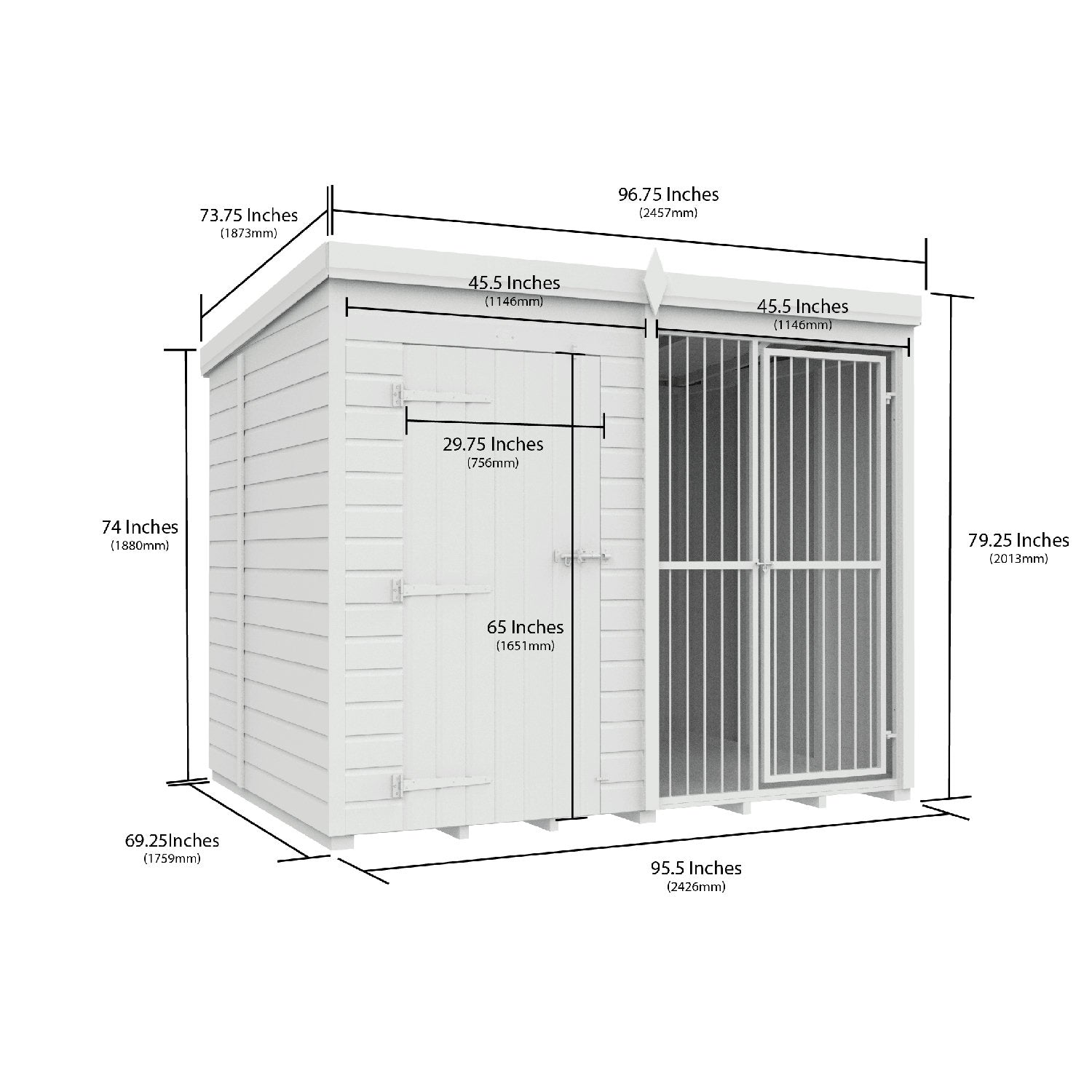 8 x 6 Dog Kennel And Run (Full Height With Bars) - view 3