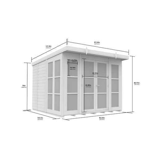 8 x 9 Georgian Window Pent Summer House - view 2