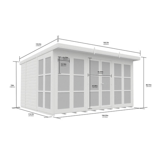 12 x 10 Georgian Window Pent Summer House - view 3
