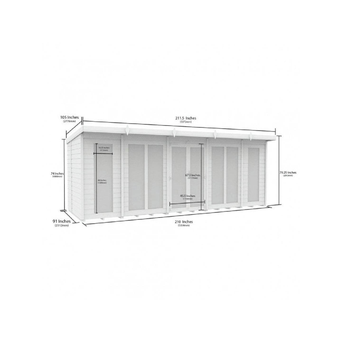 18 x 8 Pent Summer House (Full Height Window) - view 4