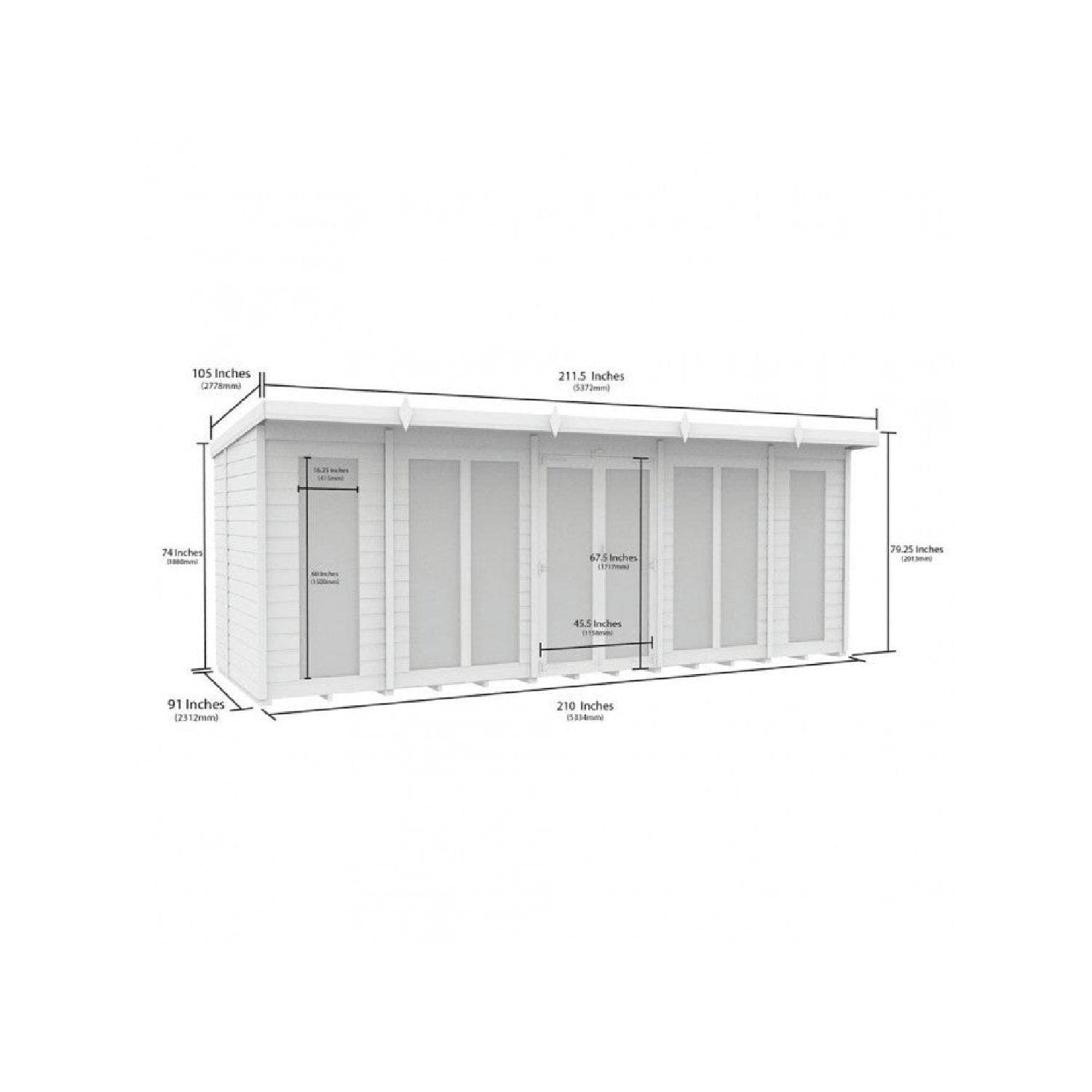 18 x 8 Pent Summer House (Full Height Window) - view 4