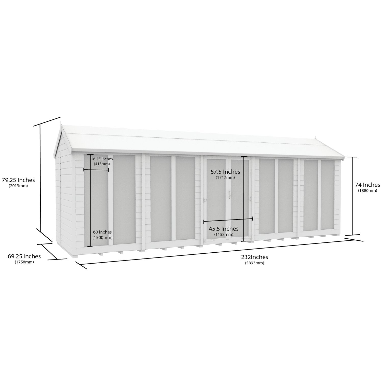 20 x 6 Apex Summer House (Full Height Window) - view 4