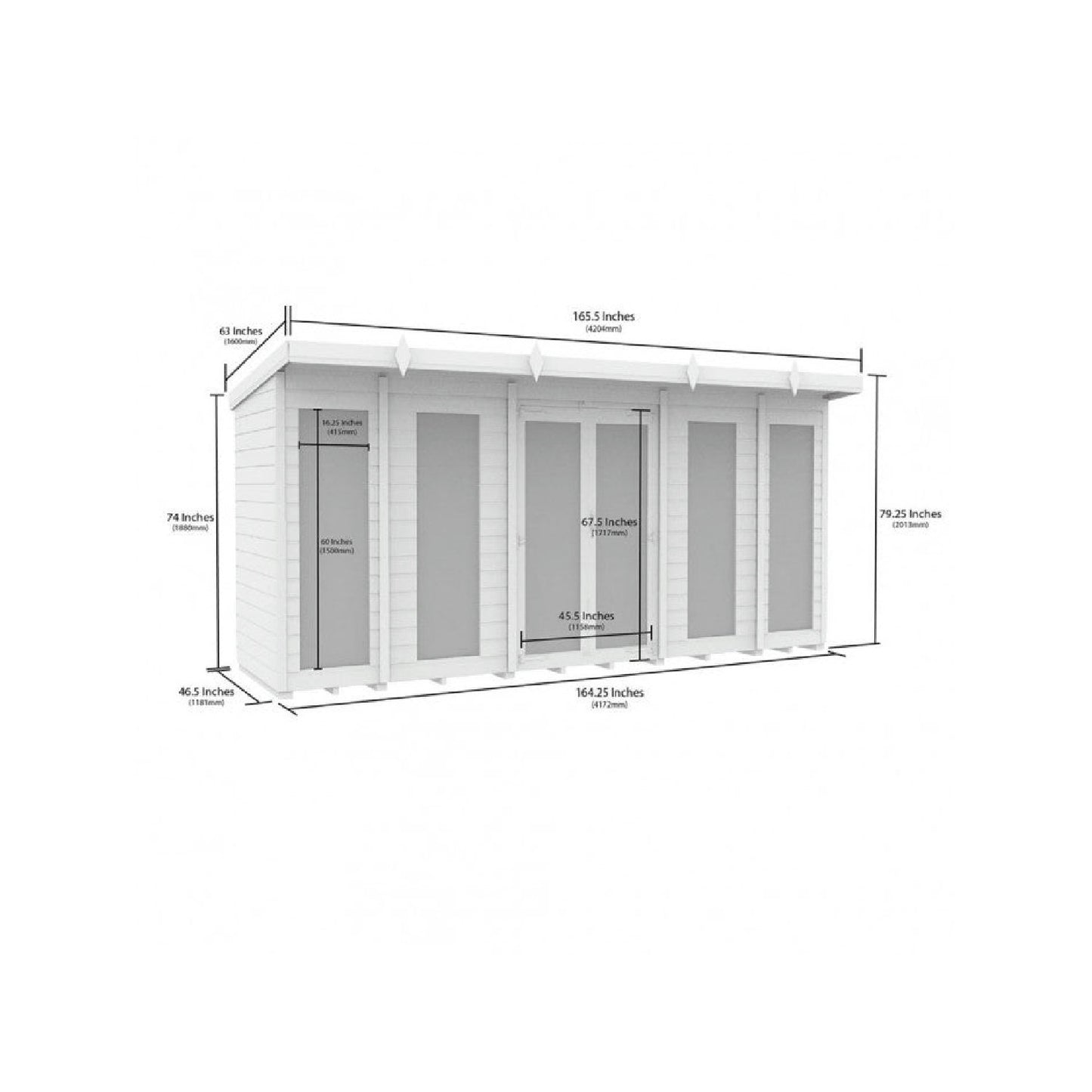 14 x 4 Pent Summer House (Full Height Window) - view 4