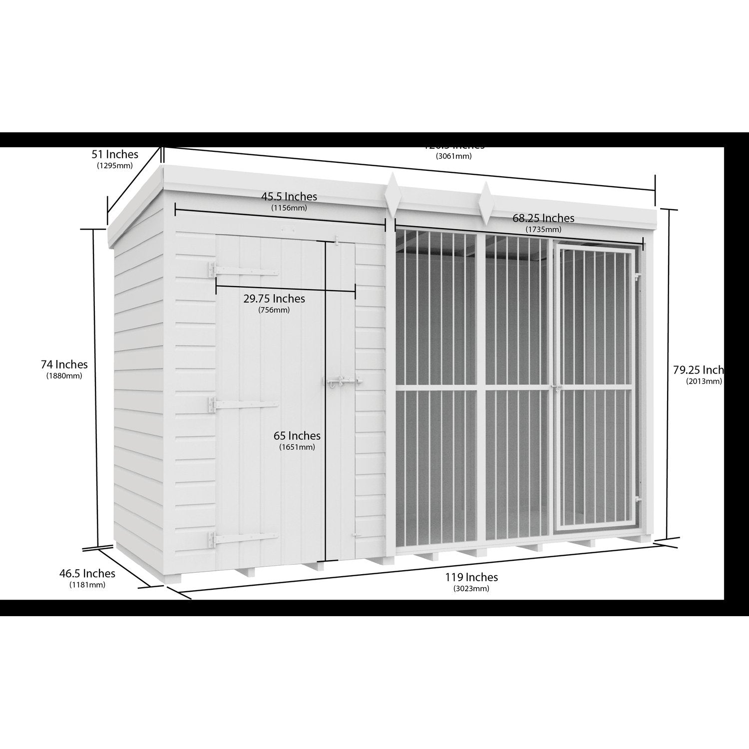 10 x 4 Dog Kennel And Run (Full Height With Bars) - view 3