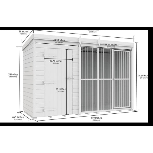 10 x 4 Dog Kennel And Run (Full Height With Bars) - view 3