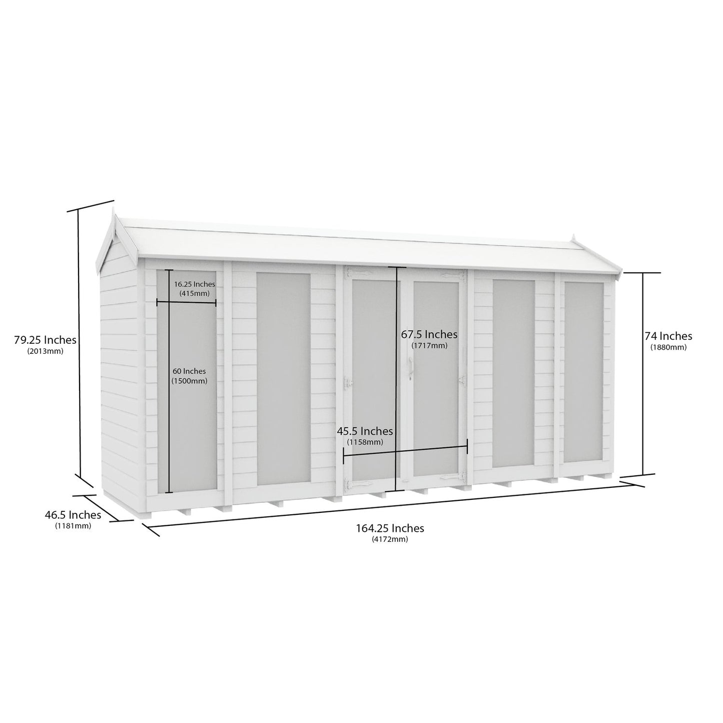 14 x 4 Apex Summer House (Full Height Window) - view 4