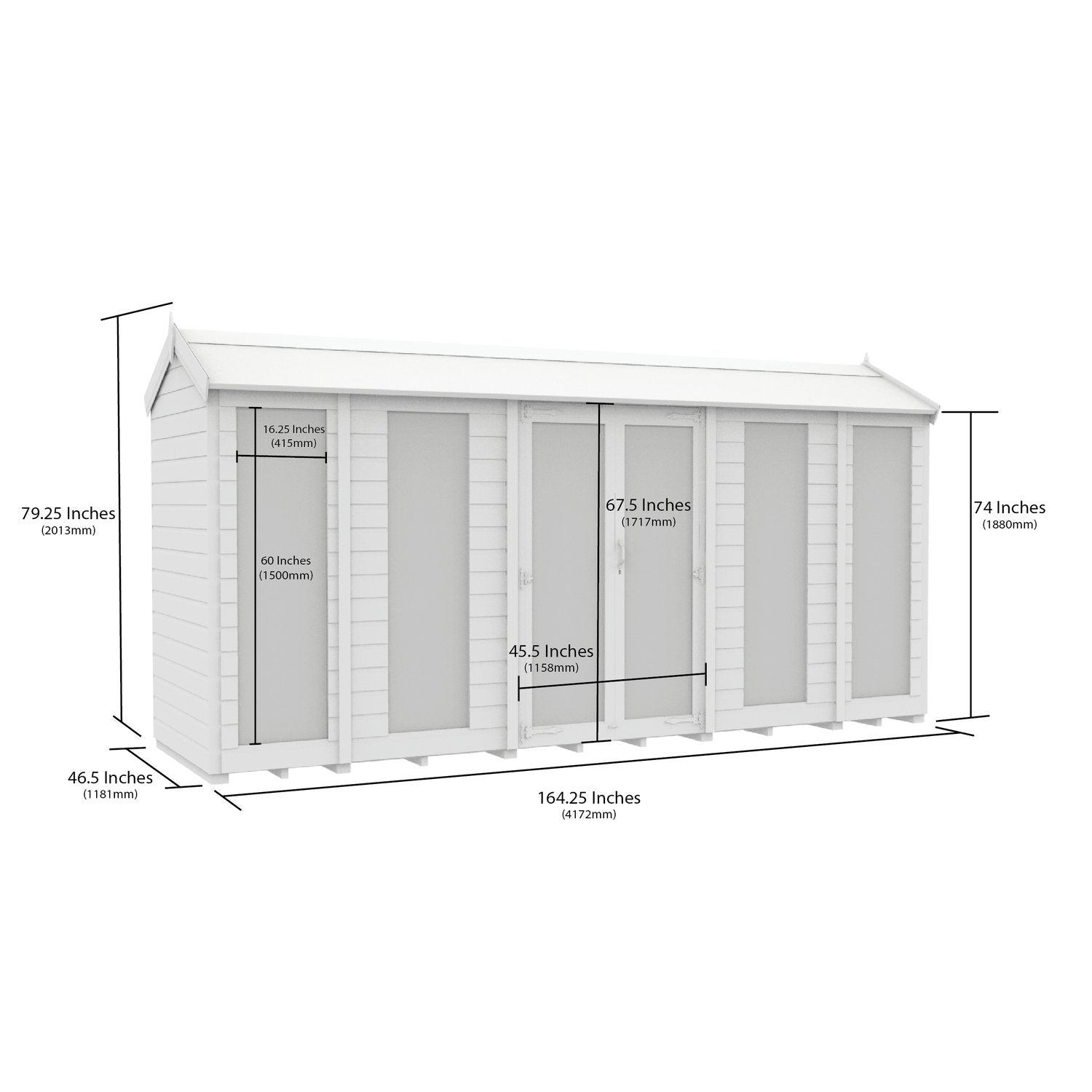 14 x 4 Apex Summer House (Full Height Window) - view 4