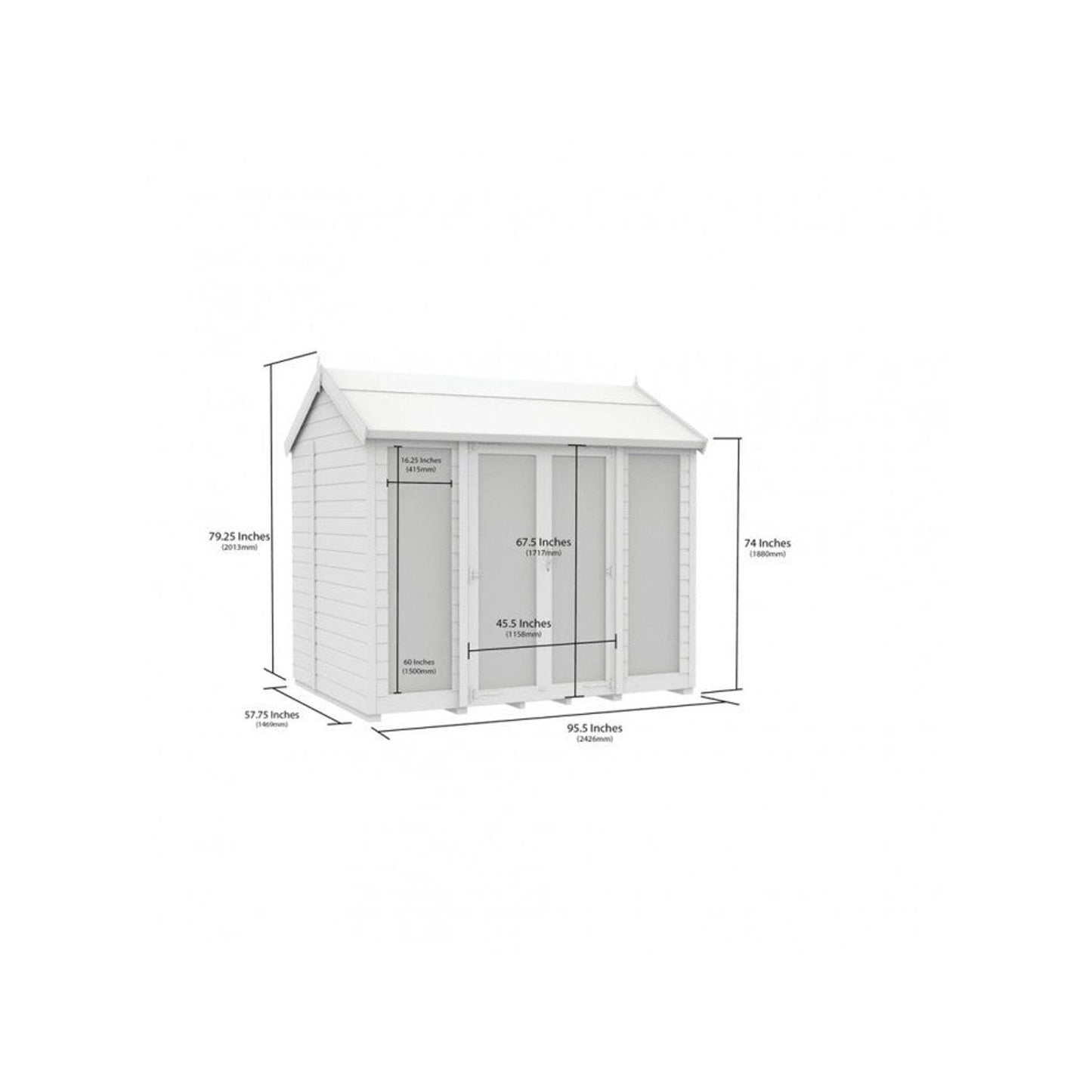 8 x 5 Apex Summer House (Full Height Window) - view 2