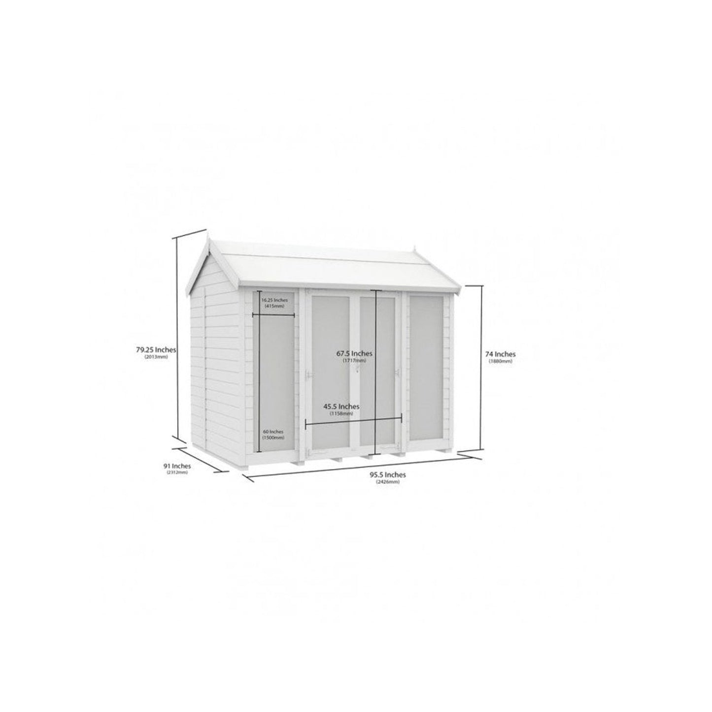 8 x 8 Apex Summer House (Full Height Window) - view 2