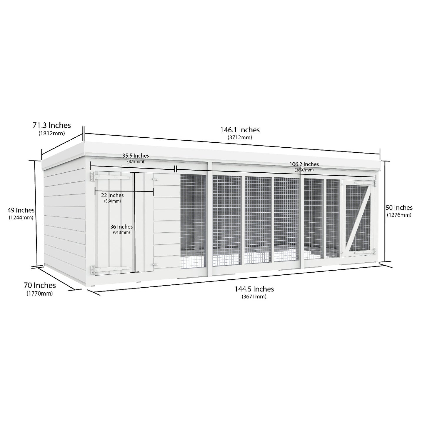 12 x 6 Dog Kennel And Run - view 3