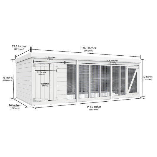 12 x 6 Dog Kennel And Run - view 3