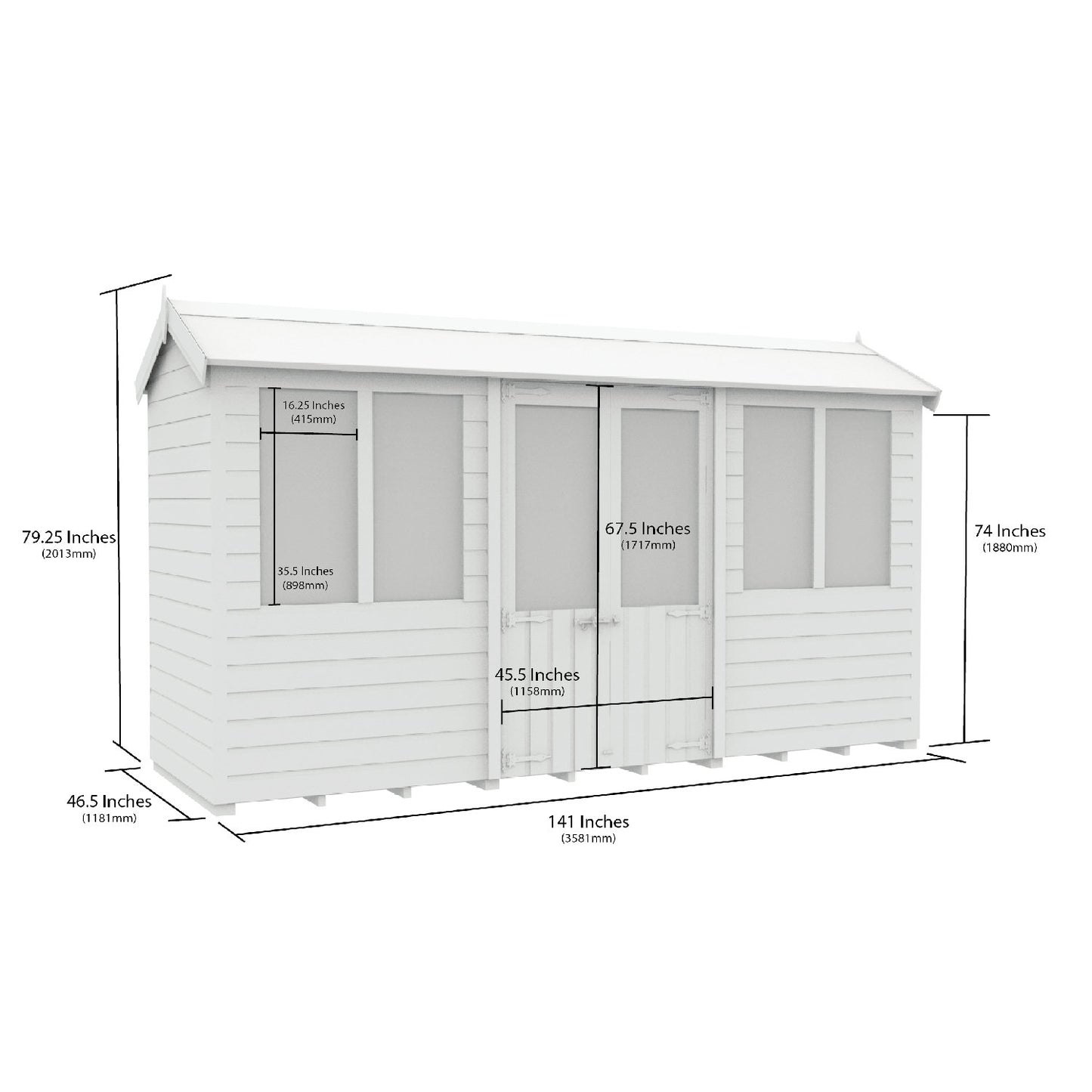 12 x 4 Apex Summer House - view 3