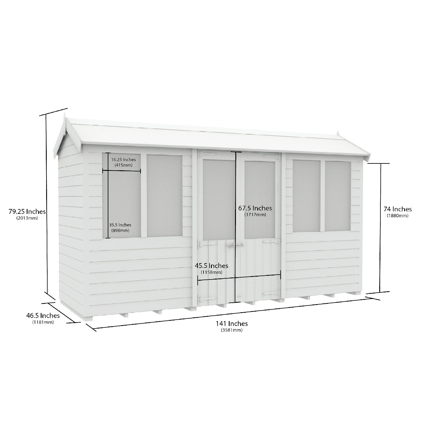 12 x 4 Apex Summer House - view 3