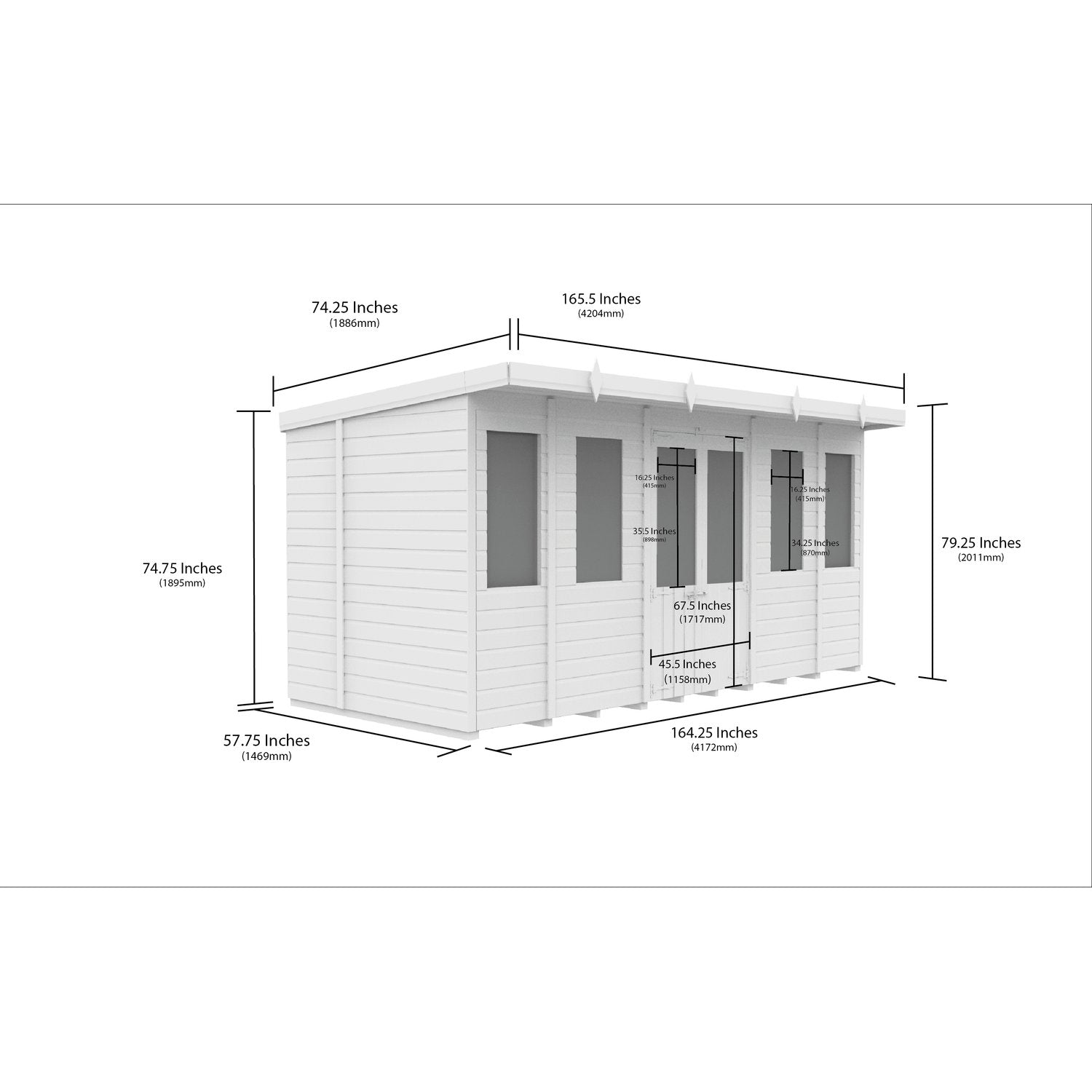 14 x 5 Pent Summer House - view 3