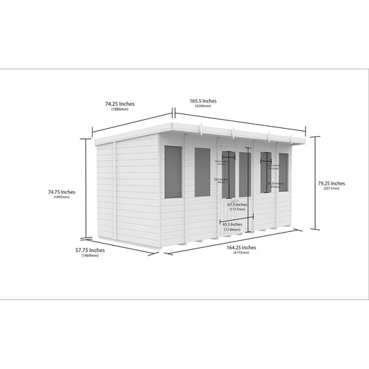 14 x 5 Pent Summer House - view 3