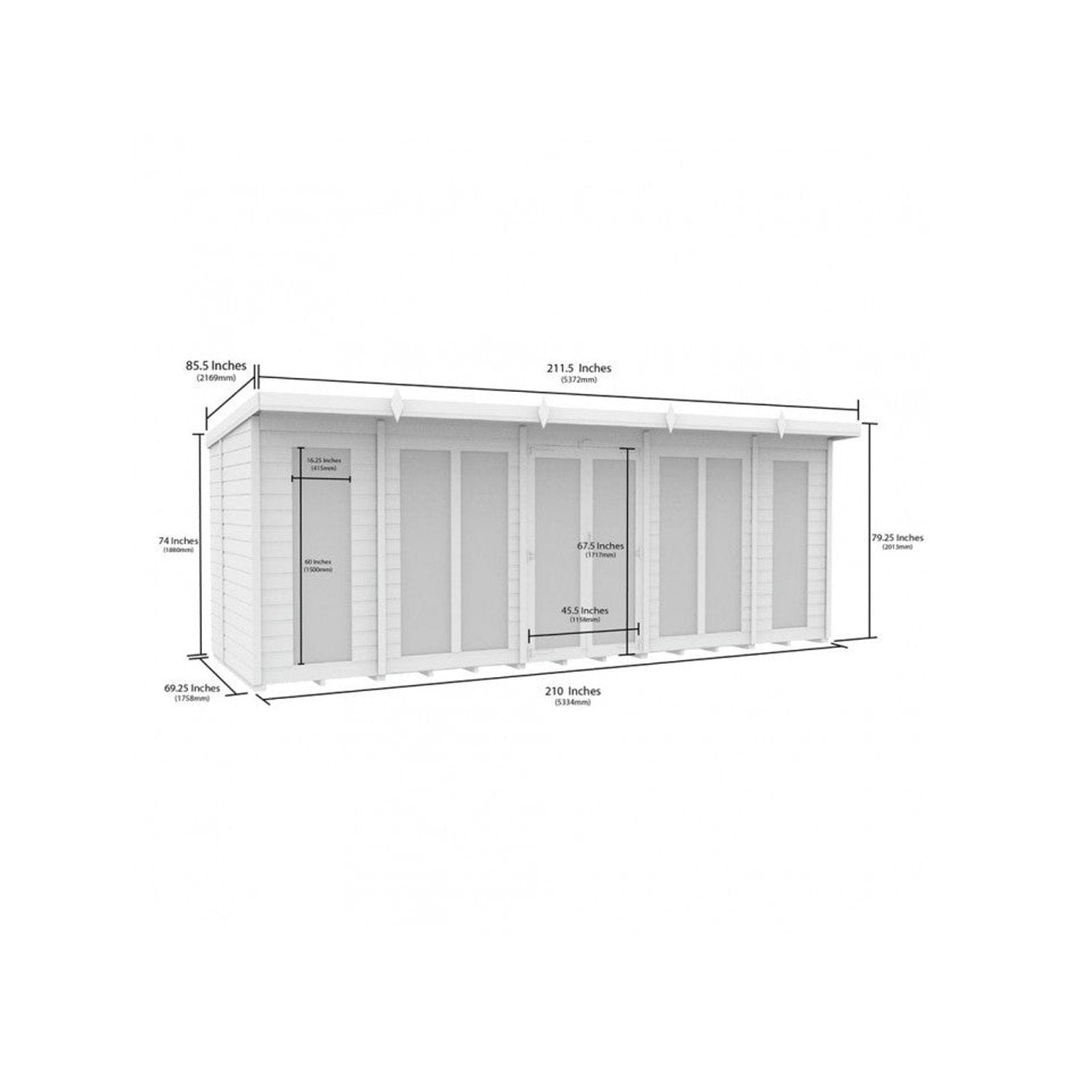 18 x 6 Pent Summer House (Full Height Window) - view 4