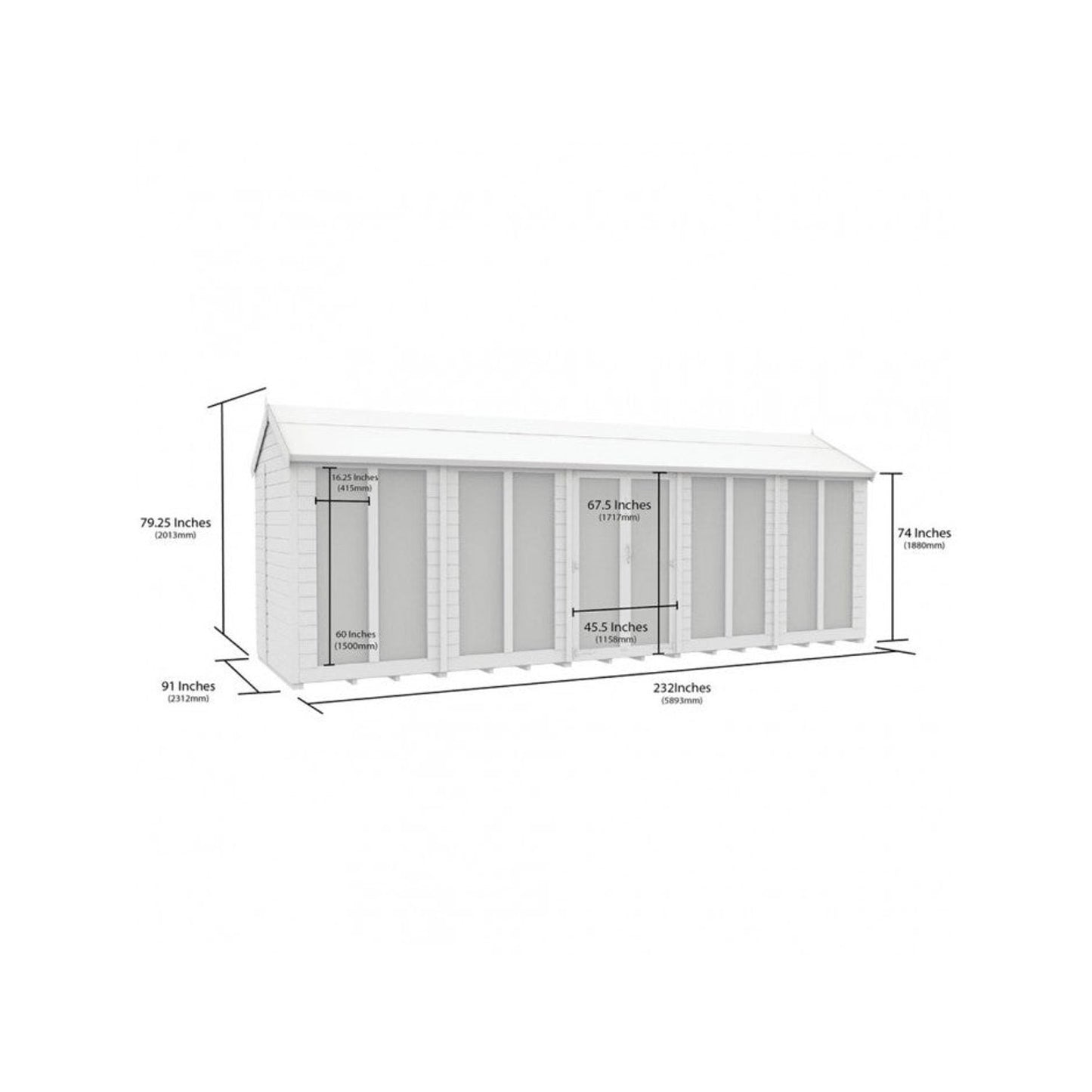 20 x 8 Apex Summer House (Full Height Window) - view 4