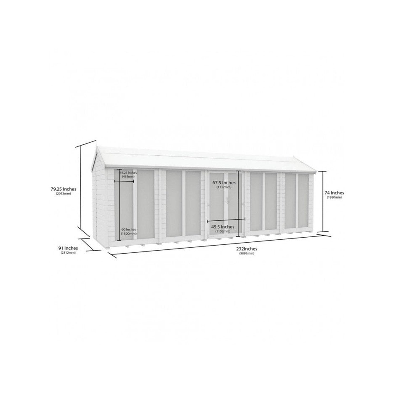 20 x 8 Apex Summer House (Full Height Window) - view 4