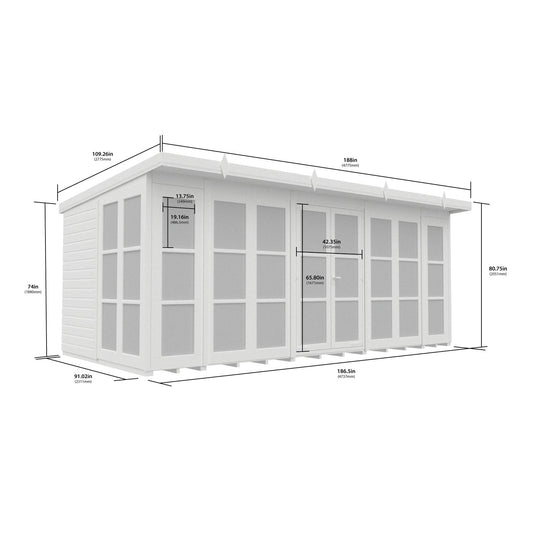 16 x 8 Georgian Window Pent Summer House - view 3