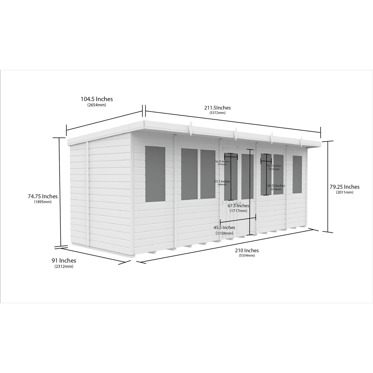 18 x 8 Pent Summer House - view 3