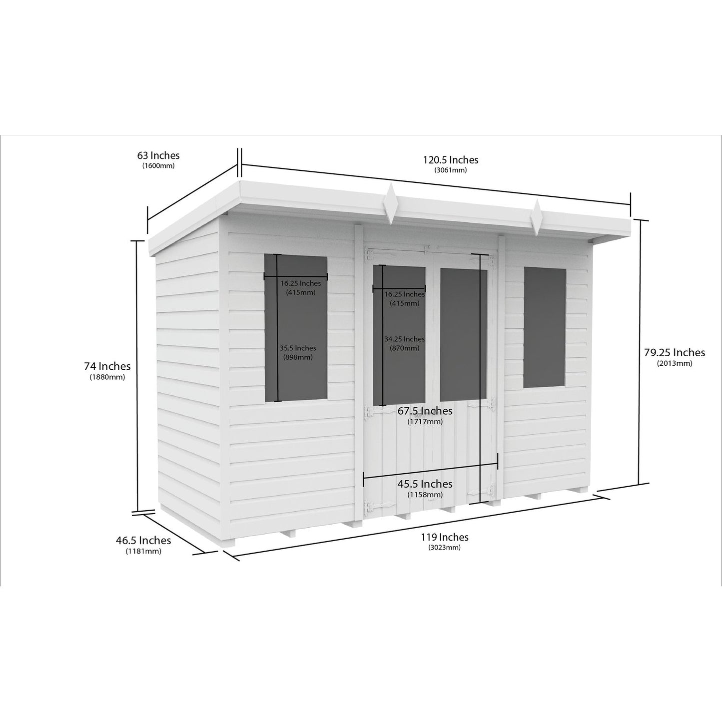 10 x 4 Pent Summerhouse - UK Made Timber Garden Building