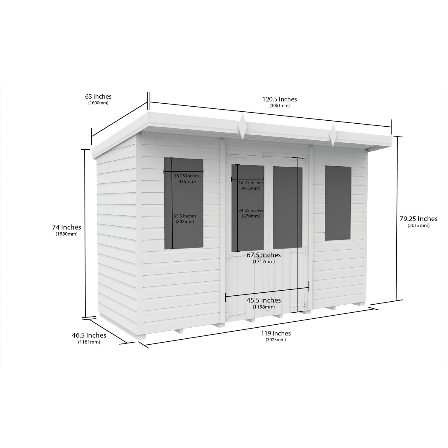 10 x 4 Pent Summerhouse - UK Made Timber Garden Building